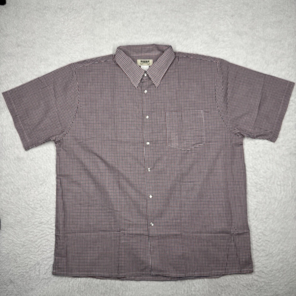 NWOT Duke Haband Pearl Snap Button‎ Shirt Pockets Check Red Blue Men's Size 2XL